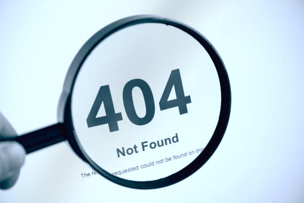 404 ERROR Internet Page not Found, hand with Magnifier, concept Picture
